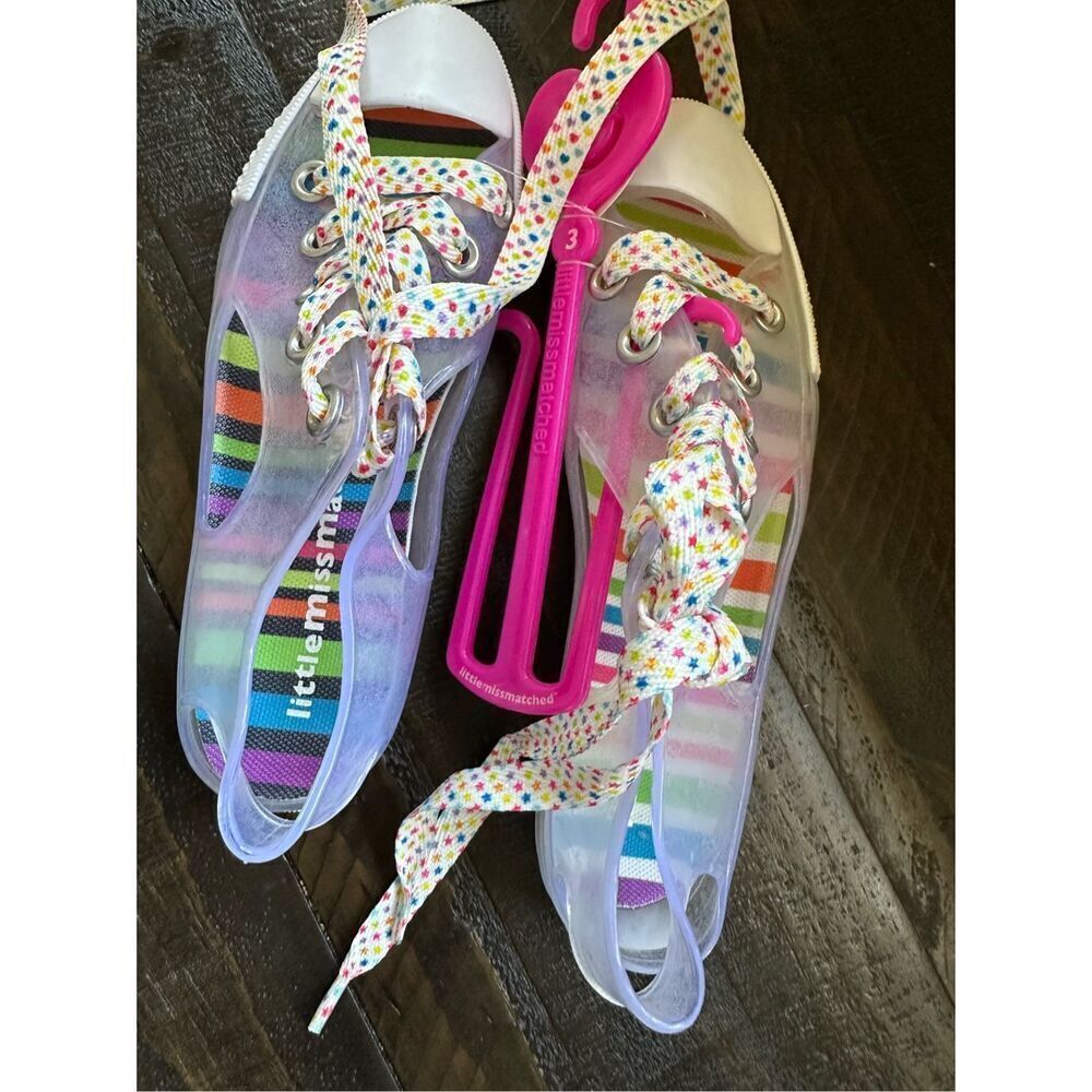Little Miss matched Girls Multicolor Clear Slip-on Shoes Jelly Size 3 Youth New